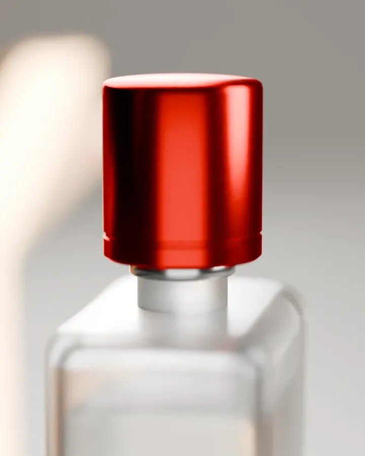 Scatto 3, render 3D: il dettaglio del tappo rosso